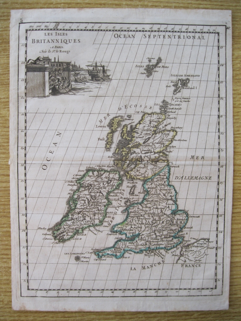 Mapa de las Islas Británicas, 1746. Le Rouge
